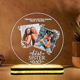 DECOCRU Pesonalised Acrylic Lamp Gift for Sister | Customised LED Night Lamp with Photo | Custom Sisters Table Lamp | Unique Happy Rakshabandhan Light Decor | Rakhi Gifting Ideas for Girls (5.5 X 5.5)-image-5