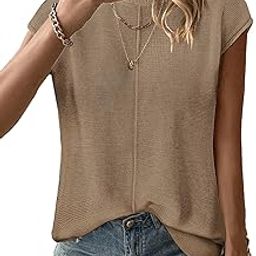 Women's Cap Sleeve Sweater Vest Crew Neck Sleeveless Casual Knit Tops 2024 Summer Clothes S-XXL-image-38