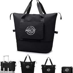 Foldable Travel Duffel Tote Bag, Women's Carry On Bag, Black, Large (16.5x8.7x10.2 inches expanded, 11.4x1.6x6.7 folded)-image-34