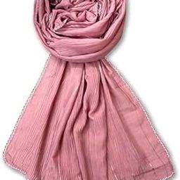 Scarf for Women Stylish Crushed Stripes Cotton with Crochet Lace Border | Hijab Scarf | Stole | Soft, Lightweight, and Latest Scarves | 73 x 30 Inches-image-10