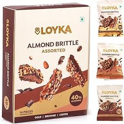 Loyka Almond Brittle Assorted Choco Box - 14 pcs | Premium Chocolate Gift Hamper | Choco & Nut Dryfruit Delicacy | Roasted California Almonds (40%), Dark Choco & Salted Caramel | Any-time snack-image-58