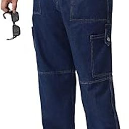 Men's Loose Baggy Fit Washed Cargo Jeans with 6 Pockets Non-Stretchable-image-19