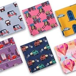 100% Organic Soft Cotton Women Handkerchiefs | Multicolor & Trendy Printed Hanky Designs | Soft & Breathable Fabric | Best For Styling & Everyday Use | Pack Of 6 | Backpacking-27