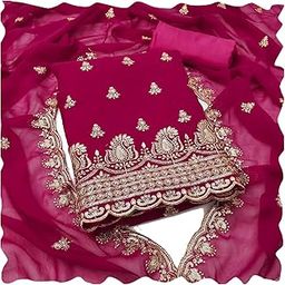 Women's Georgette embroidery thread work unstitched suits for women pakistani punjabi churidar material ladies suit salwar with dupatta-picture-16