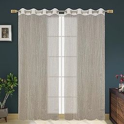 FRESH FROM LOOM Sheer Curtains 9 Feet Long Door and Window | Net Curtain | Semi Transparent Tissue Screens Parda | Eyelet Ring Parde (4 x 9 feet, Cream, 2pc),Grommet Curtains-image-4