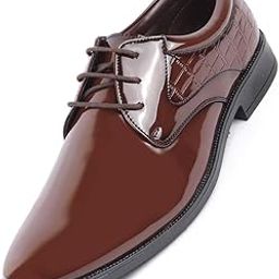 Men's Patent Leather Party Formal Embossed Office Lace Up Derby Shoes|Classic Comfort Shoes-image-96