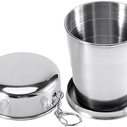 MADHYA Stainless Steel Folding Cup, 120ml Small Portable Camping Mug Drink Cup with Lid & Keychain for Outdoor Adventures Travel Camping Hiking Pocket Size Reusable Space-Saving Travel Cup, Set of 1-image-84
