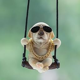 Rewop Cute Dog Car Hanging Accessories Swinging Dog Rear View Mirror Car Accessories for Car, Labrador Car Hanging Ornament Car Pendant Cute Car Accessories Gift Items for Men, Women, Couples (Biege)-image-84