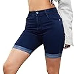 dolce crudo Women's Skinny High Rise Clean Look Regular Length Stretchable Denim Shorts-picture-21