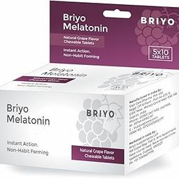 Briyo Melatonin 3 mg Natural grape flavoured Chewable Tablets - Fast-Acting Quick Dissolve Night time Relaxation & Restful Sleep Support - Sleep Aid - 50 Chewables pack-17