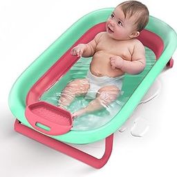 StarAndDaisy Bath Tub for Baby 0-3 Years/Foldable Bathtub for Kids with Space Saving, Newborn Baby Folding Bathing Tub Girls & Boys with Soap Tray, Easy to Store (BT-Green_Red)-picture-16