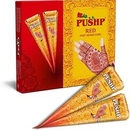 Pushp Henna Fast Cone Red | Instant Mehendi, Instant Mehndi Cone, Instant Mehandi, Red Mehndi Design, Instant Henna Pack of 12-image-1