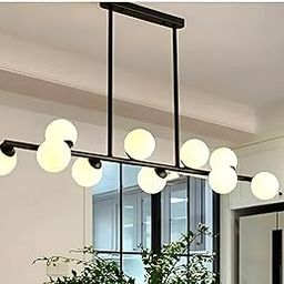 Twixle with Bulb Modern Black Chandelier Pendant Light, 10 Light, Industrial Wrought Iron Jhoomer, Long Sputnik Chendelier, for Restaurant, Bar, Room, Black Colour-image-5
