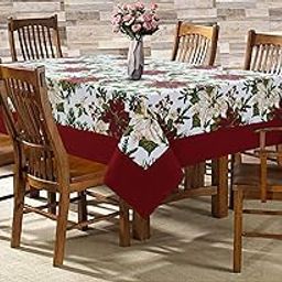 AIRWILL Cotton Floral Pattern 6 Seater Table Cloth Pack of 1 Pc (Maroon) - Rectangular-11