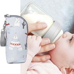 ATORSE Multifunctional Milk Bottle Warm Bag Breastmilk Storage Bags Cooler Bag Cartoon Gray-image-31