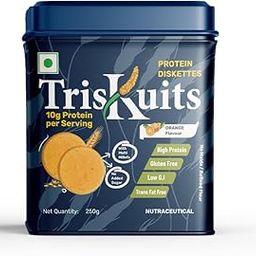 Triskuits by NUTRIVATE | High Protein Diskettes | 100% Veg | Enriched with Casein Protein and made with Multi-Grain Millets has Low GI, No Added Sugar, Gluten-Free, Trans-Fat Free | Orange-picture-26