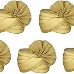 Moonga Pagdi/Safa for Barati & Host to Celebrate Wedding II for Men & Women II Pack of 5 II (Yellow)-image-52