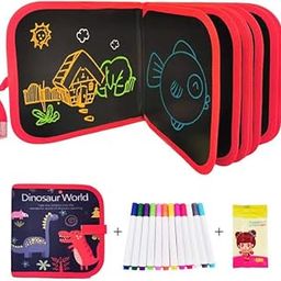 SHAKTISM DIY Reusable Graffiti Blackboard Drawing Book, 14 Pages, 12 Coloured Chalk Markers, 2 Cleansing Wipes - Blackboard Drawing Book Coloring Doodle Slate Randon Design and Colour-image-53