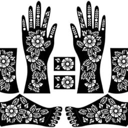 AKKAD Heena Mehndi Sticker for Hands and Feet - Henna Design Stickers for Women, Girls, Temporary Tattoo Mehendi Stencils for Festivals, Weddings, Parties - DIY Reusable Mehndi Art -Design-04-55