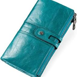 Women's Bifold Wallet – Genuine Leather RFID Blocking Clutch Purse | Slim Zipper Wallet & Card Holder Organizer (W15 - TealBlue)-image-54