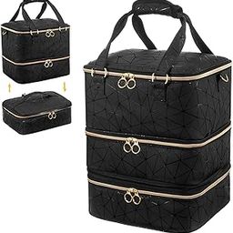 Uross Nail Polish Organizer Bag Holds 84 Bottles Nail Polish & Nail Lamp, Gel Nail Polish Organizers and Storage box for Nail Tech, Nail Kit Supplies Organizer Case - Black-image-60