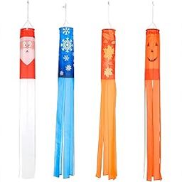 60" Fall & Winter Theme Windsocks - Set of 6 - Blows in the Wind by Trademark Innovations-image-24