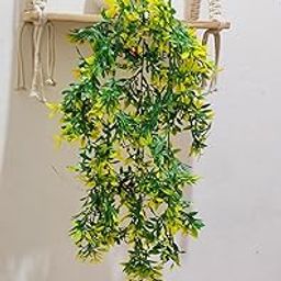 NN Globe Artificial Yellow/Green Hanging Plant with White Pot/Hanging Bunch for Decoration with Hanging Hook Artificial Bonsai/Leaf for Home Decor Artificial Flower for Decoration-8