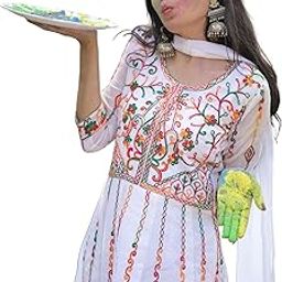Women's Georgette Embroidered and Sequence Work Anarkali Kurta and Dupatta Set-image-1