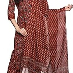Women's Cotton Hand Work Floral Printed Straight Kurta Pant With Dupatta Set-picture-36