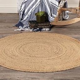 imsid® Home Handwoven Jute Round Rug(60 cm Round Door mat), Natural Fibres, Braided Reversible Carpet for Bedroom Living Room Dining Room (60 cm Round Door mat)-image-94