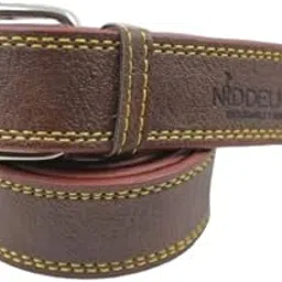 niddleman 1018/ Trendy Unisex Artificial Leather Belt, Boys Belt for Casual or Formal Classic Designs for Work & Business Casual (Brown)-picture-19