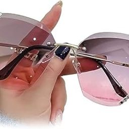 Fashionable Sunglasses for Women Rimless Diamond Stone Trendy, Stylish Sunglasses UV400 Protective for Driving Shades Premium Gift Item-picture-53
