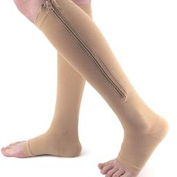 Trikhomam Compression Socks Stockings Physical Therapy For Men and Women - 2 Pcs (Skin Color, L/XL) | Support Zipper | Stocking for Swollen | Winterwear | Pregnancy | Pain Recovery Ankle Cotton Socks-image-73