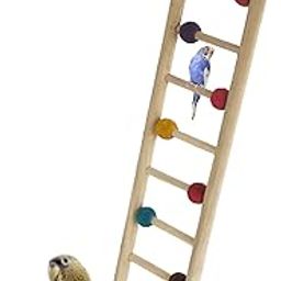 19" Natural Wood Bird Ladder Toy Ladders Perches Toys Cage Accessories for Small and Medium Parrots Parakeets Cockatiels Lovebirds Sun Conures Caique Finches. (Eight Step, Natural Wood)-image-38