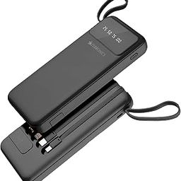 ZEBRONICS MB10000S6 Power Bank, 10000 mAh, 12W, 5 x Outputs - Dual USB A | Type C |Micro USB Input| Lightning, Built in I/O Cables, Percentage Display, Carry Loop, Made in India (Black)-24