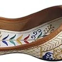Women's Women Ethnic Rajasthani Embroidered Jutti | Traditional Handcrafted Mojari Flat Shoes | Vibrant Thread Work | Jutti for Salwar Suit, Kurti, Lehenga, Saree (White)-image-26