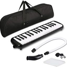 Royaldeals Portable 32 Key Melodica ABS Engineering Resin Melodica Student Harmonica with Bag for Music Lovers (Black)-12
