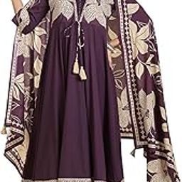 Women's Cotton Calf Length Printed V-Neck Anarkali Kurta Suit Set-picture-49