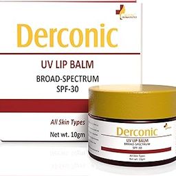 Derconic UV Lip Balm with SPF-30 | For Dark, Pigmented, Dry, Flaky Lips | Brightens Pigmented Lips | Vitamin C for Dark Lips | Lip Balm for Glossy Buttery Soft Pink Lips | For Women & Men | Net Wt. 10g-102