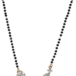 meira jewellery Elegant Rose Gold Plated Mangalsutra for Women|Stylish & Traditional Wedding Jewellery with Black Beads & Pendant Design-02-picture-9