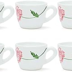 Larah By Borosil Red Mist Opalware Cup Set of 6 pcs | Tea/Coffee Cups 90 ml | Microwave & Dishwasher Safe | Bone-Ash Free | Crockery Set Ideal for Daily Use & Gifting, White-15