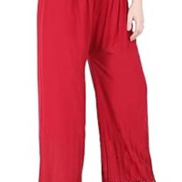 Women's Soft Rayon Chikan Cut Work Embroidered Palazzos (FREE SIZE- Waist upto 30" to 38")-image-18