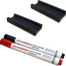 ALKOSIGN 2 Non-Magnetic Dry Erase Duster with 2 Markers (Red & Black) for All Writing Boards, Color- Black (Non-Magnetic Duster).-image-20
