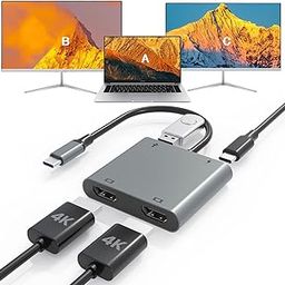 Fophmo USB C To Dual HDMI Adapter, 4K@60Hz With 100W PD, USB-A, Support C To 2 HD Splitter Extended Display For Type C Devices (MST Is Not Supported On Macos)-11