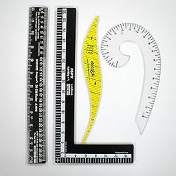 S S Mart Arm Hole Curve, L Square ruler, White French curve with markings, and Straight ruler 30 cm Combo (4pcs). Used in fashion design, tailoring, and sewing for creating patterns, measuring fabric-picture-4