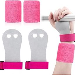4 Pack Kids Gymnastics Grips, Gymnastics Palm Guard, Pink Gymnastic Hand Grips Athletic Pink Wrist Bands Terry Cloth Sweat Bands Girls Sports Accessories for Kids Basketball Tennis Football Baseball-image-34