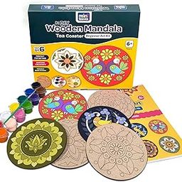 Mini Leaves Wooden Mandala Art Kit for Kids 6-12 and Adults | Beginner Mandala Drawing Kit with Set of 6 | Wooden Mandala Art Painting kit-21