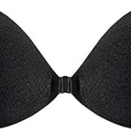 Comfort & Support Women's & Girl's Strapless Push-Up Wire-Free Stick-On Invisible Bra with Breathable Fabric, Reusable Design(1 Pair) Black-18