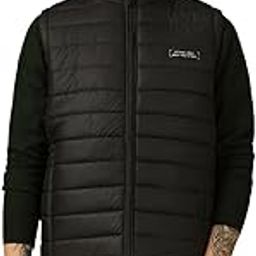 Men Black Solid Regular Fit Sleeveless Mock Collar Padded Jacket-image-65
