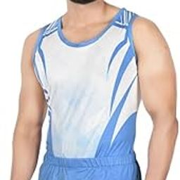 Swades Sports White & light blue Sublimation Boy/Men Leotard idea for artistic gymnastics, artistic yoga,mallkhamb, dance, aerobics, Trampoline,acrobatics,-image-67